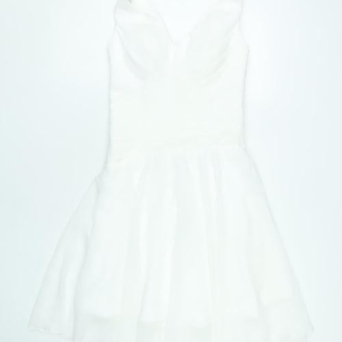Grace Karin Women's White V-Neck Dress, Size 8