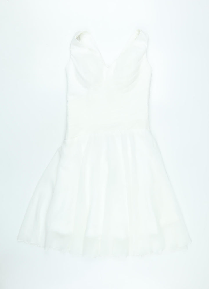 Grace Karin Women's White V-Neck Dress, Size 8