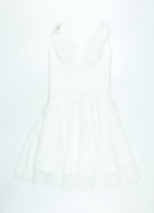 Grace Karin Women's White V-Neck Dress, Size 8