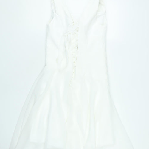 Grace Karin Women's White V-Neck Dress, Size 8