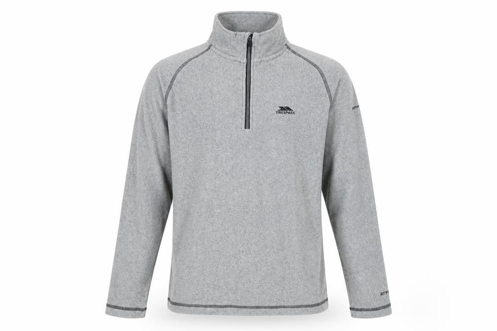 Front view of Trespass Men's Grey 1/4 Zip Sweatshirt XS