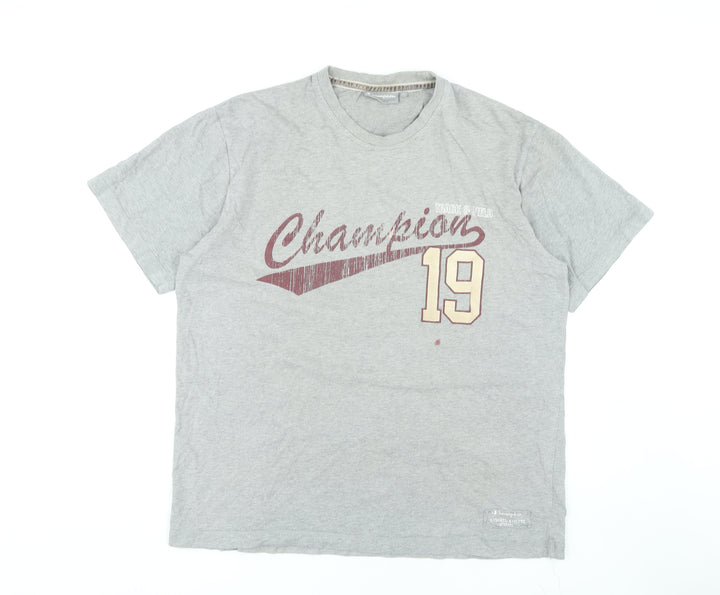Champion Men's Grey Sports Graphic T-Shirt, Size L