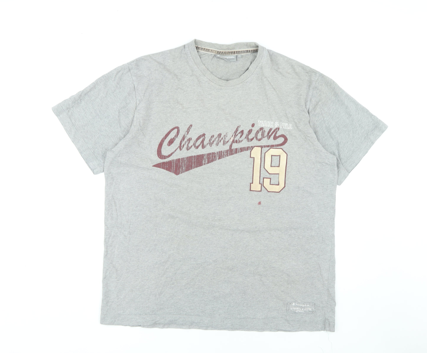 Champion Men's Grey Sports Graphic T-Shirt, Size L
