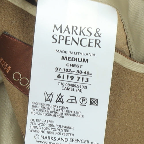 Marks and Spencer Men's Brown Wool Overcoat Medium