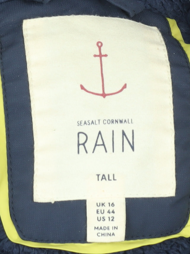 Seasalt Cornwall Women's Blue Long Rain Coat Size 16 Tall