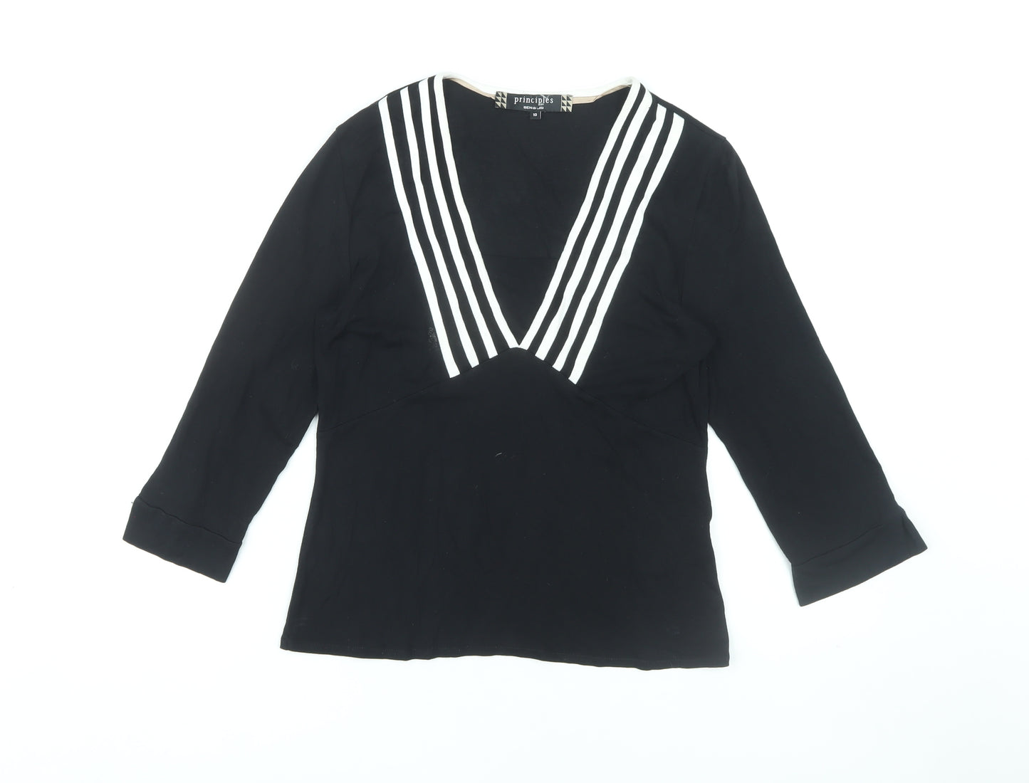 Principles Black V-Neck Blouse, Size 10, Women's Top
