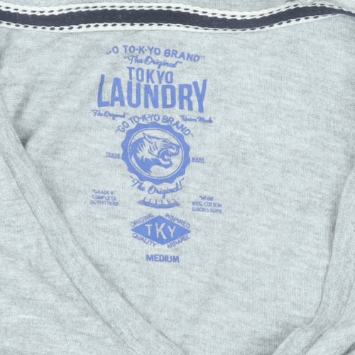 Tokyo Laundry Men's Grey V-Neck T-Shirt M