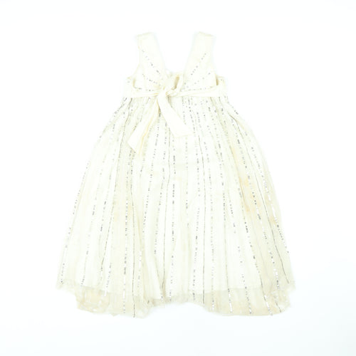 Monsoon Girls White Ball Gown Dress, 7-8 Years, Party Wedding