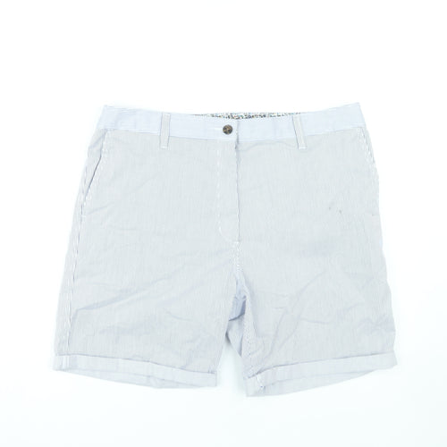 Marks and Spencer Women's White Pinstripe Chino Shorts Size 16