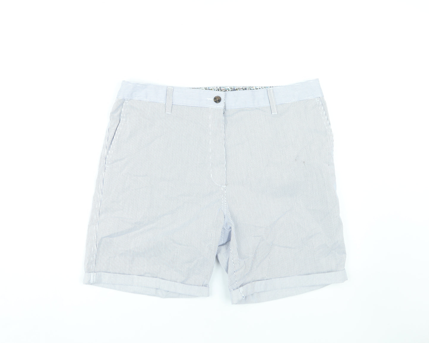 Marks and Spencer Women's White Pinstripe Chino Shorts Size 16