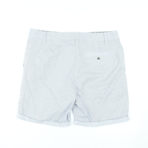 Marks and Spencer Women's White Pinstripe Chino Shorts Size 16