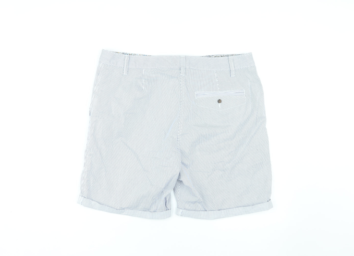 Marks and Spencer Women's White Pinstripe Chino Shorts Size 16