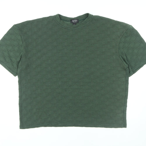 boohooMAN Green Crew Neck T-Shirt, Size L, Men's