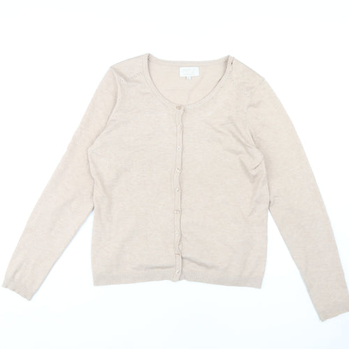 Minus Women's Beige Cardigan L Button Round Neck