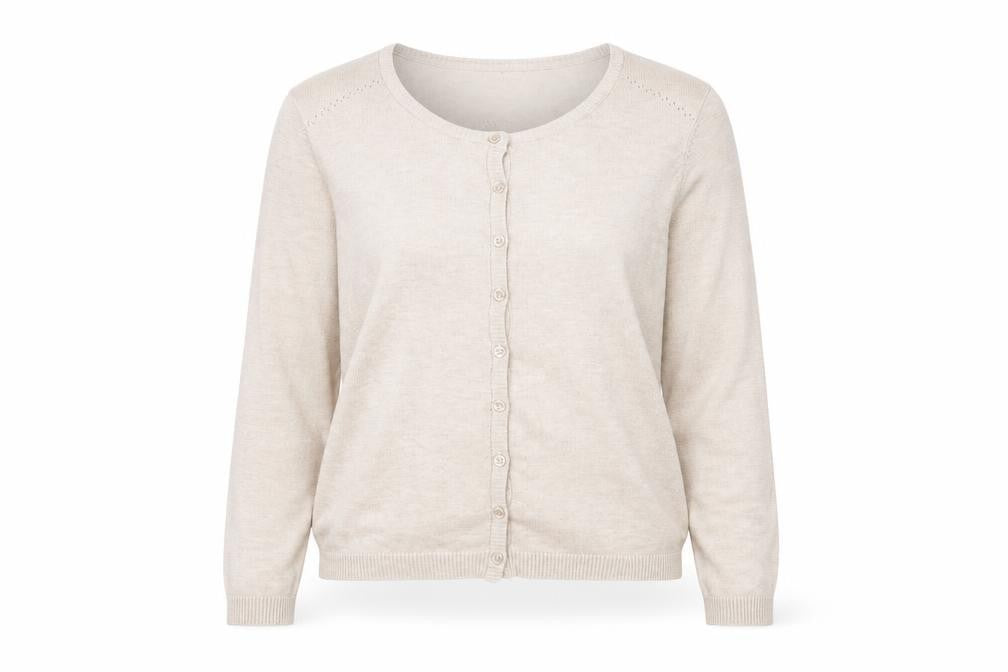 Minus Women's Beige Cardigan L Button Round Neck