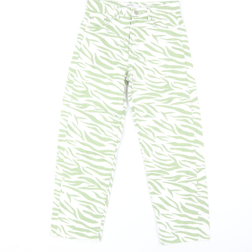 Bershka Women's Green Animal Print Jeans