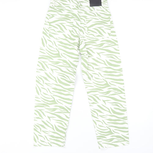 Bershka Women's Green Animal Print Jeans