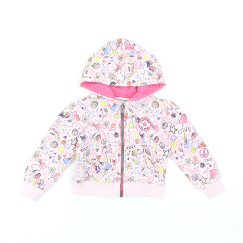 Converse Girls Pink Graphic Print Full Zip Hoodie 2 Years