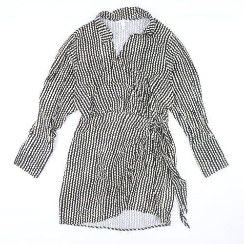 H&M Women's Black White Shirt Dress M