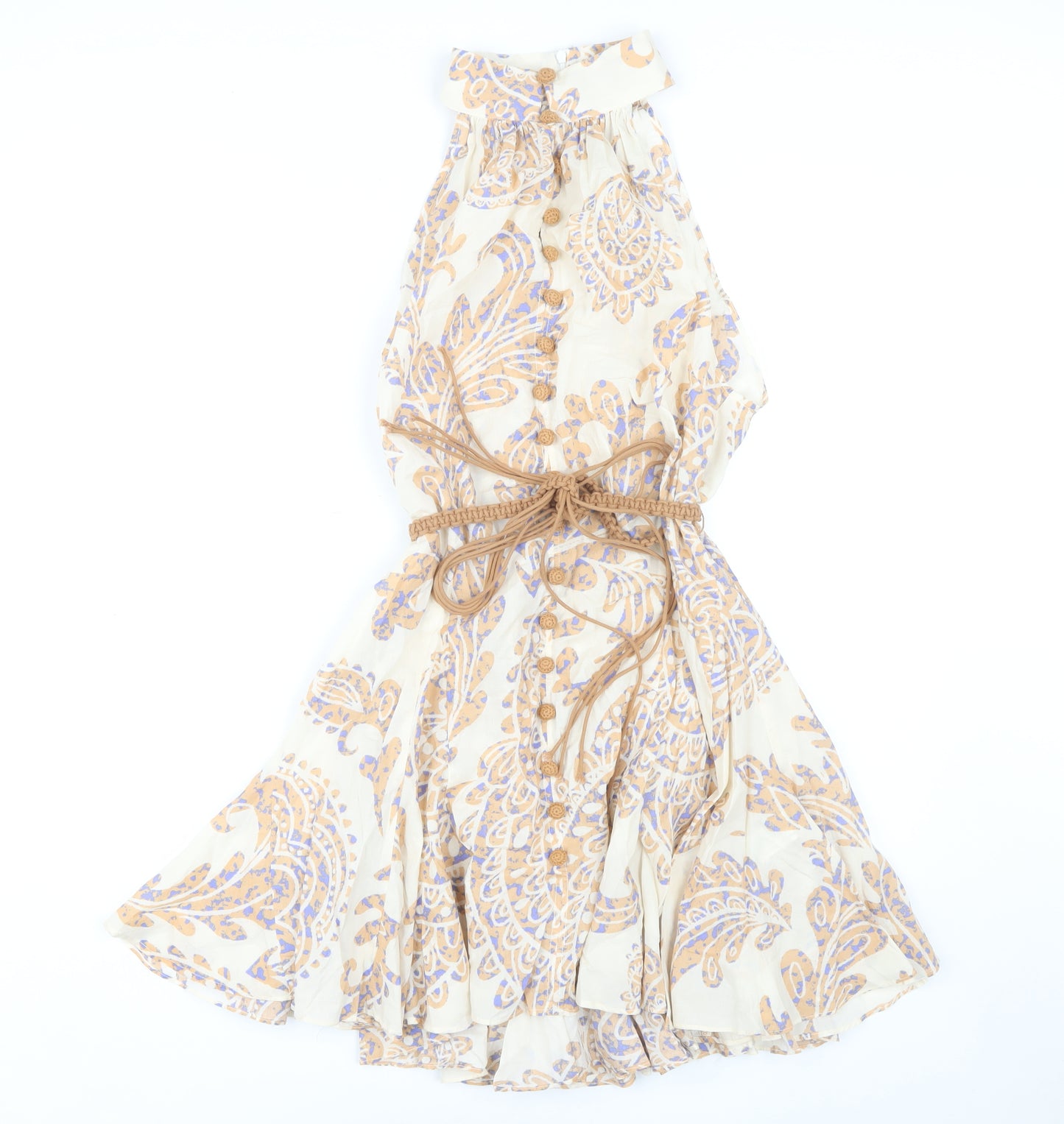 Zara Women's Multicoloured Halter Paisley Dress Size 12