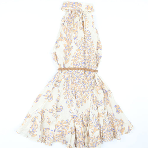 Zara Women's Multicoloured Halter Paisley Dress Size 12