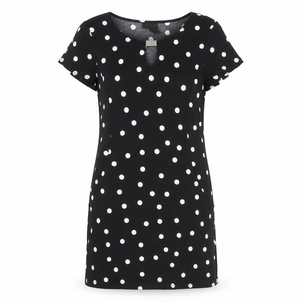 Front view of Wallis Black Polka Dot Shift Dress Women S
