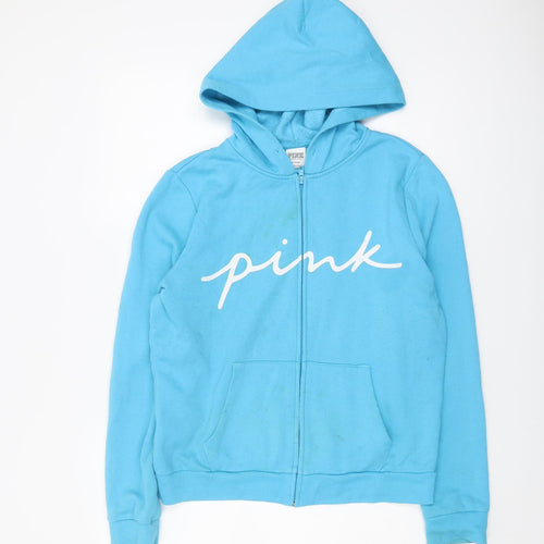 PINK Victoria's Secret Blue Hoodie Women M Full Zip Casual
