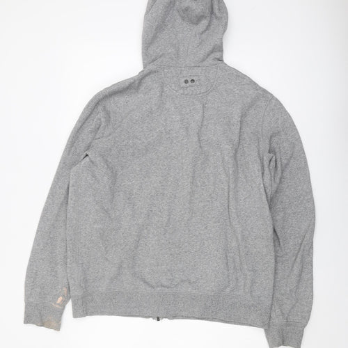 Converse Men's Grey Full Zip Hoodie - L, Logo Accent