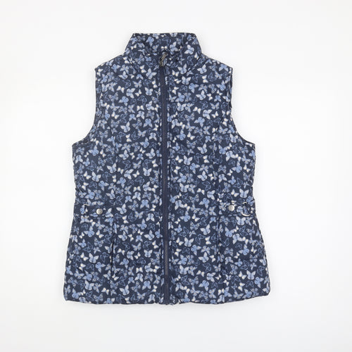 M&Co Women's Blue Butterfly Waistcoat, Size 10, Casual Style