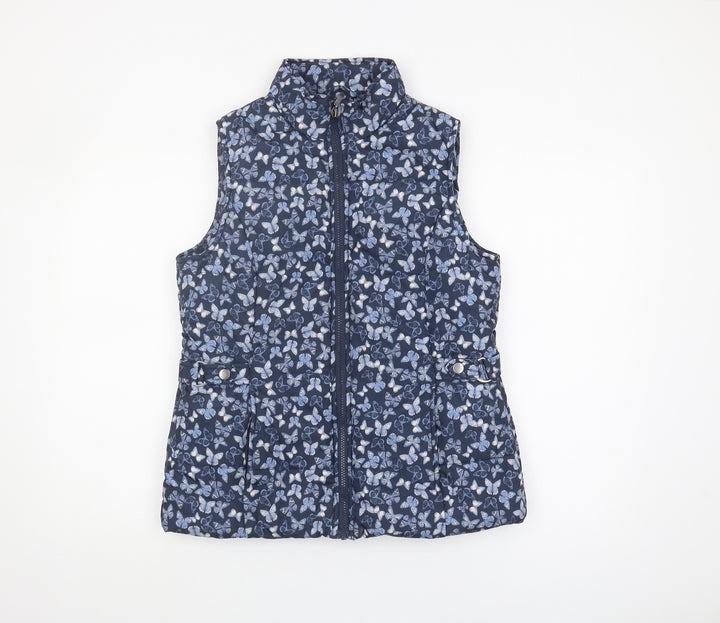 M&Co Women's Blue Butterfly Waistcoat, Size 10, Casual Style