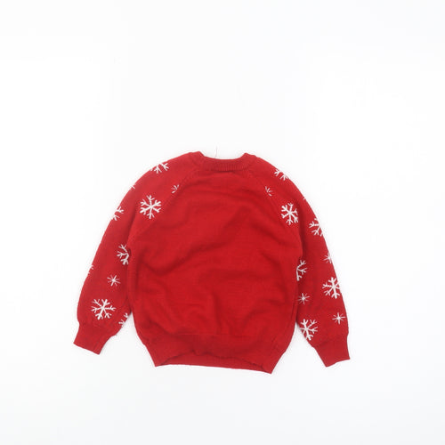 Looney Tunes Boys Red 2-3 Years Taz Pullover Christmas Jumper