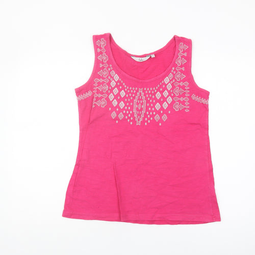 Isle Women's Pink Embroidered Sleeveless Tank Top S