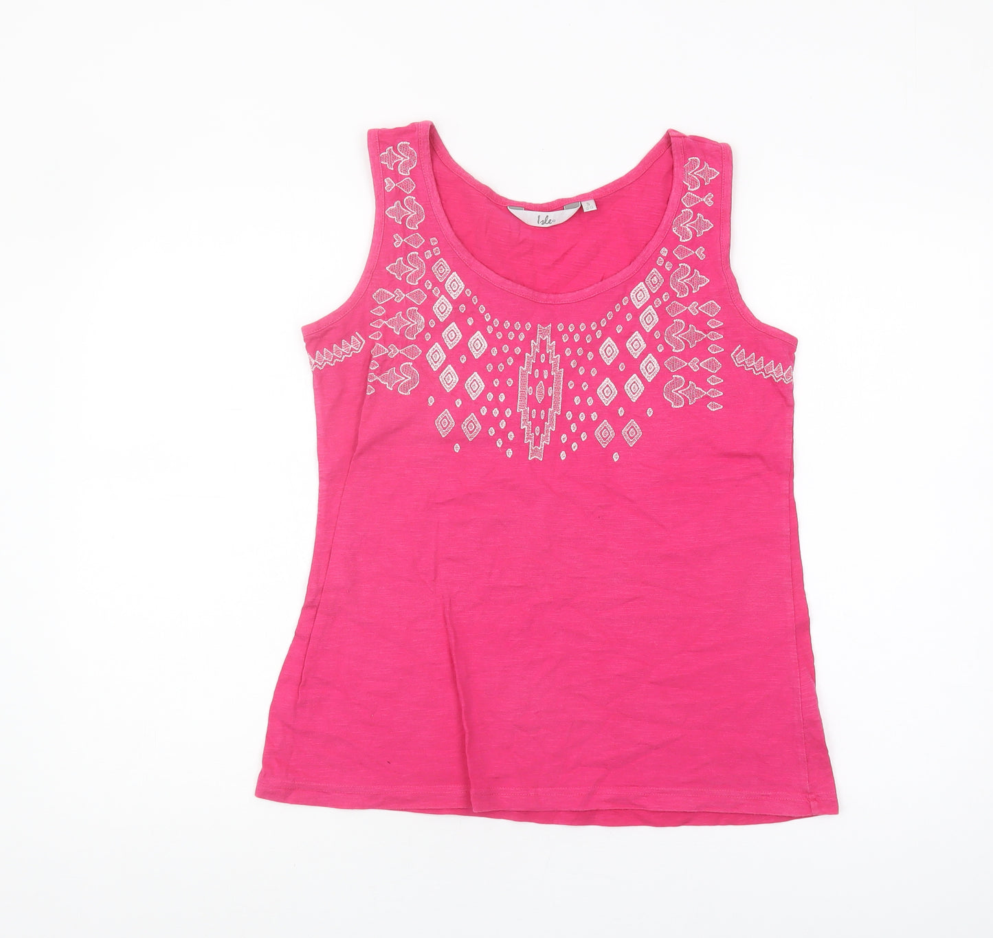 Isle Women's Pink Embroidered Sleeveless Tank Top S