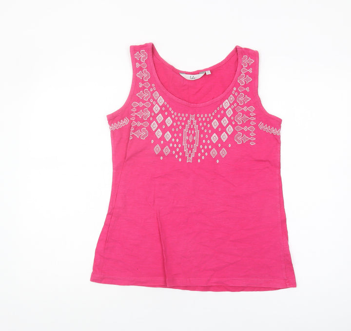 Isle Women's Pink Embroidered Sleeveless Tank Top S