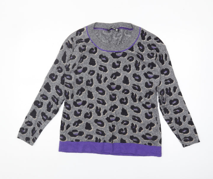 Betty Barclay Women's Grey Animal Jumper Size 10