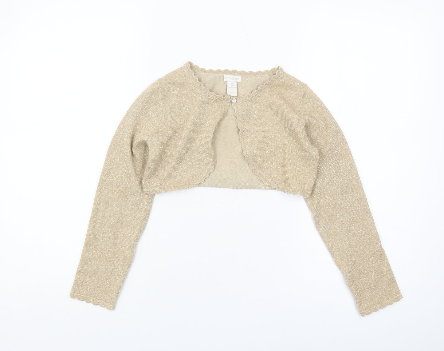 Monsoon Girls Beige Shrug 9-10 Years - Party Casual Long Sleeve