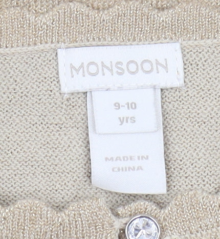 Monsoon Girls Beige Shrug 9-10 Years - Party Casual Long Sleeve