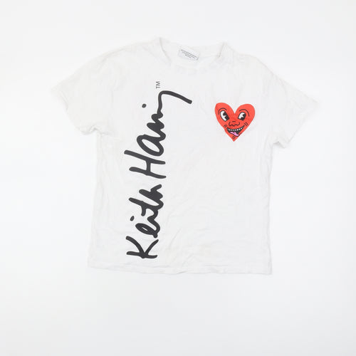 Keith Haring Girls White Graphic T-Shirt Size 9-10 Years