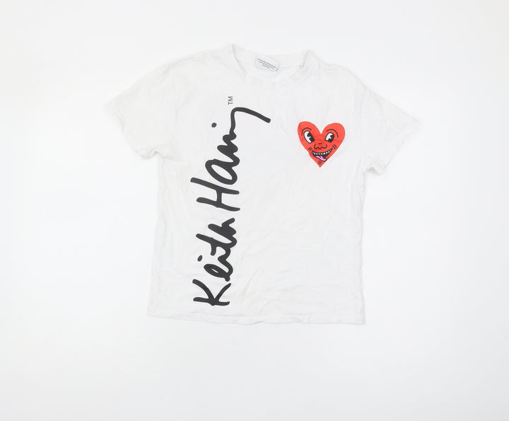 Keith Haring Girls White Graphic T-Shirt Size 9-10 Years