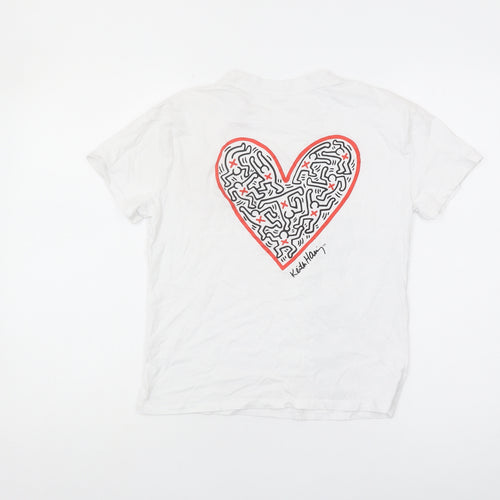 Keith Haring Girls White Graphic T-Shirt Size 9-10 Years