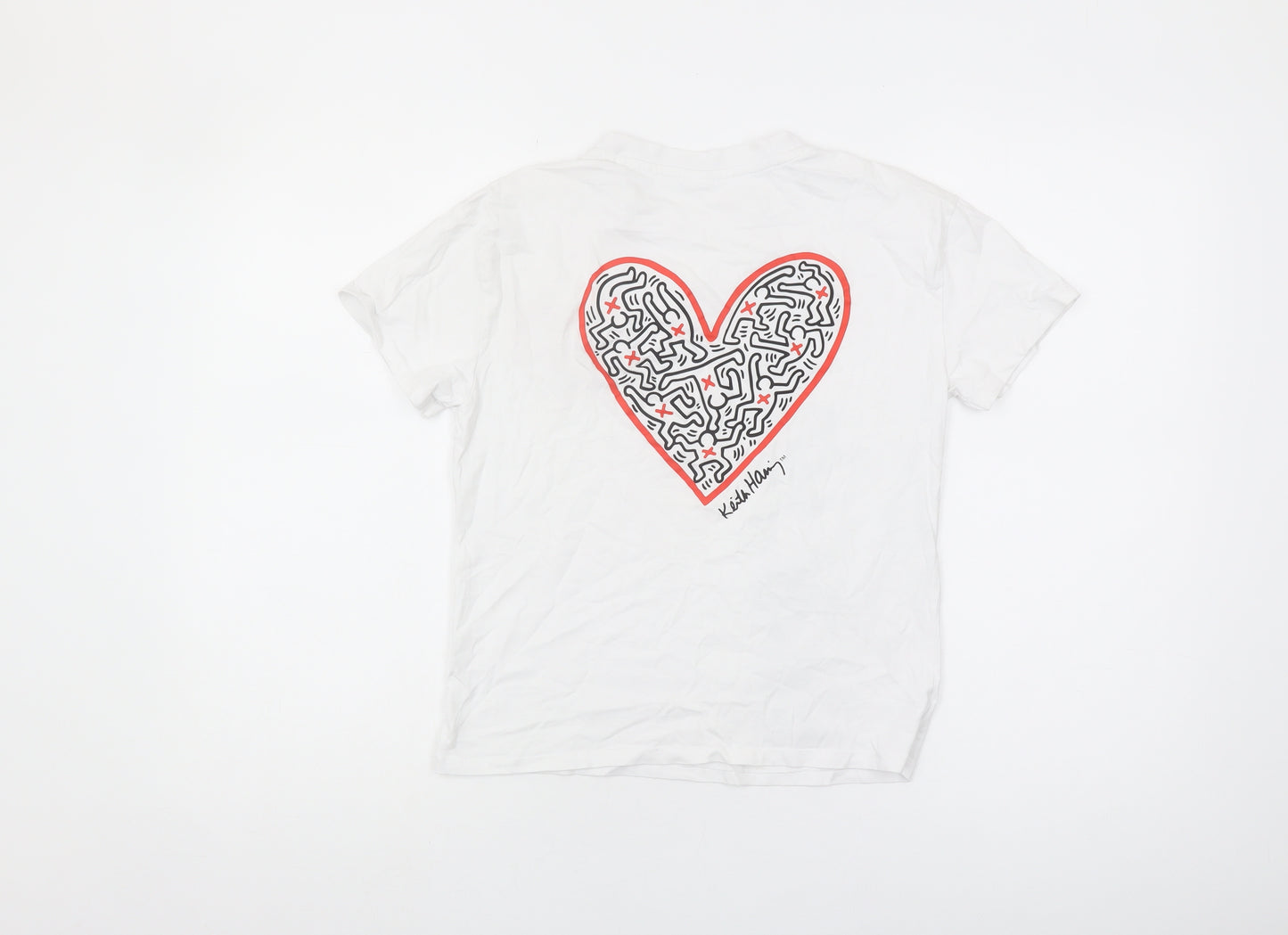 Keith Haring Girls White Graphic T-Shirt Size 9-10 Years
