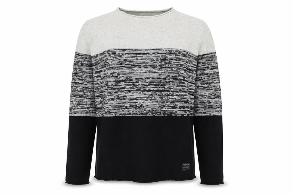 Front view of PRODUKT Men's Black Striped Cotton Pullover, S, Casual Wear