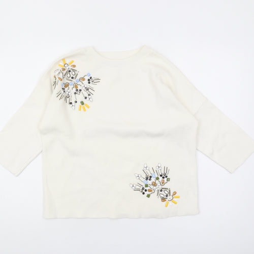 Marks and Spencer Ivory Beaded Women's Pullover Jumper Size 8