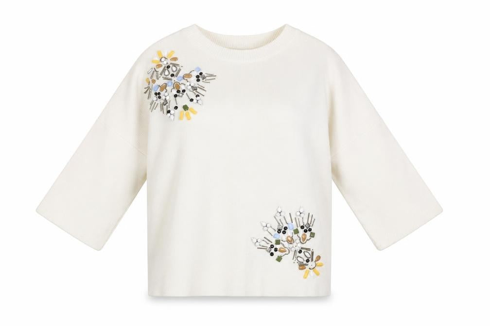 Front view of Marks & Spencer Ivory Beaded Women's jumper, size 8