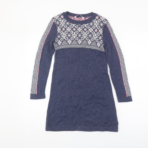 John Lewis Girls Blue Fair Isle Knit Dress 9 Years