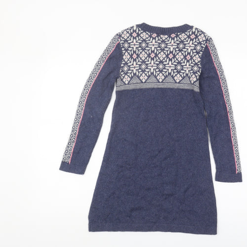 John Lewis Girls Blue Fair Isle Knit Dress 9 Years