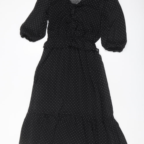 Monteau Women's Black Polka Dot Midi Dress, Small