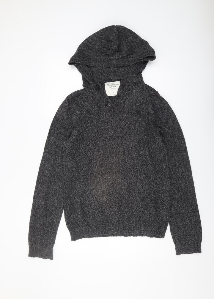Abercrombie & Fitch Grey Hoodie Men's Jumper, Size L