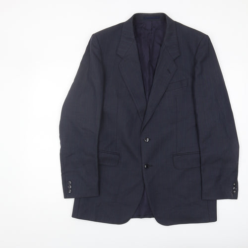 Boss Men's Blue Striped Blazer 40R Notch Lapel