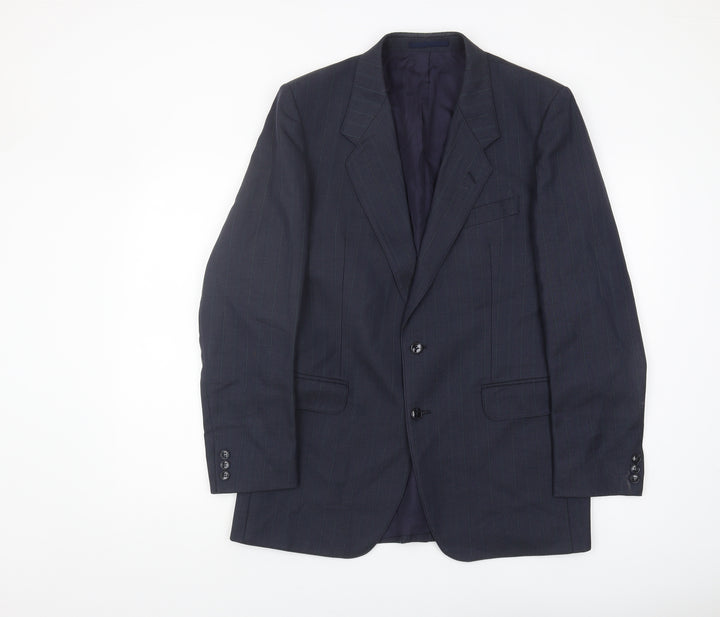 Boss Men's Blue Striped Blazer 40R Notch Lapel